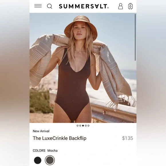 NWT Sz 12 Summersalt LuxeCrinkle texture one piece in Mocha - Picture 2 of 6